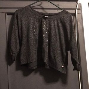 Hello Kitty Black/Grey Leopard Print Crop Top
